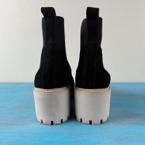 Dolce Vita Haddie Chelsea Black Suede Chunky Y2k Retro Boots Size 9 - Picture 5 of 9